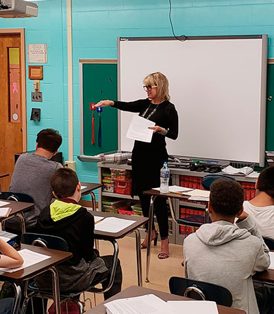 Mary Ledbetter works with students at Deptford Township Schools in NJ